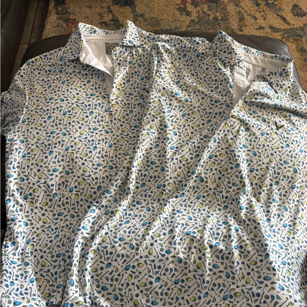 Callaway Men's Casual Shirt - Blue and Green Pattern